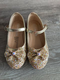 Flats Sparkly Gold With Strap (Size T6.5)