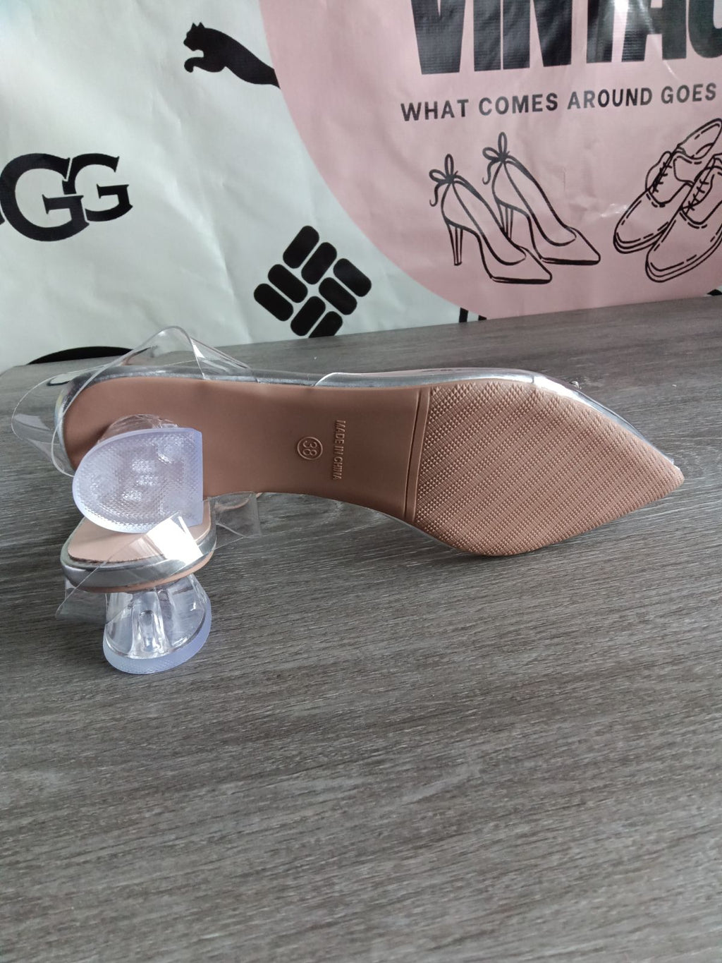 Clear Pendant Block Heel (Women's US Size 7.5)